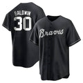 Choea A.Braves #30 Drake Baldwin player Black&White Replica Stitched Jerseys