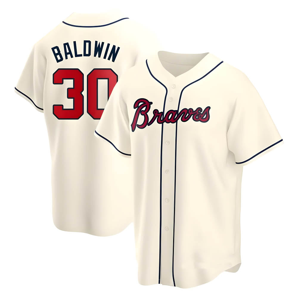 Choea A.Braves #30 Drake Baldwin player Cream Replica Alternate Stitched Jerseys