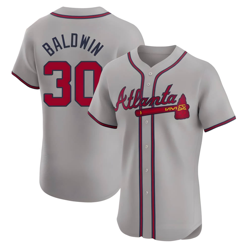 Choea A.Braves #30 Drake Baldwin player Gray Elite Road Stitched Jerseys