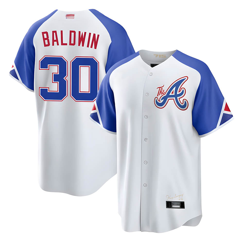 Choea A.Braves #30 Drake Baldwin player White City Connect Stitched Jerseys