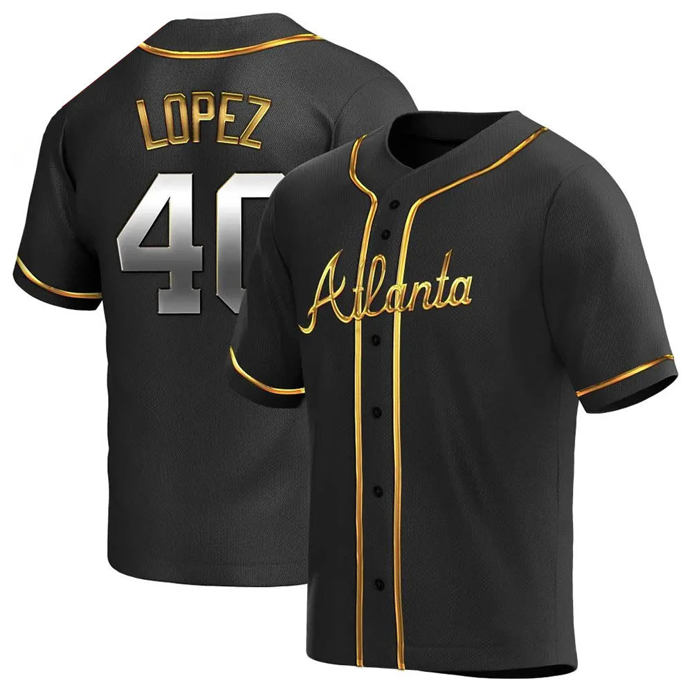 Choea A.Braves #40 Reynaldo Lopez player Black & Gold Replica en Alternate Stitched Jerseys
