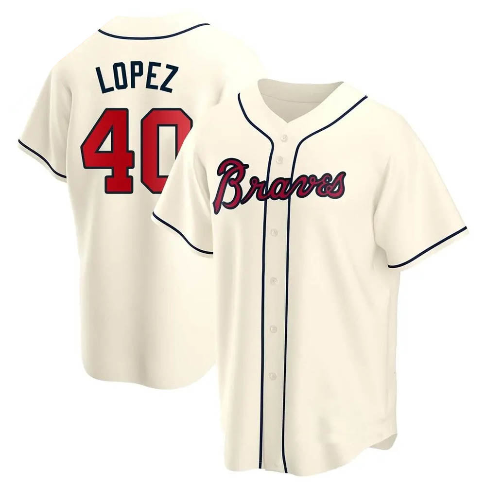 Choea A.Braves #40 Reynaldo Lopez player Cream Replica Alternate Stitched Jerseys