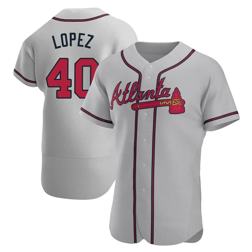 Choea A.Braves #40 Reynaldo Lopez player Gray Authentic Road Stitched Jerseys