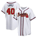 Choea A.Braves #40 Reynaldo Lopez player White&Gold Replica Program Stitched Jerseys