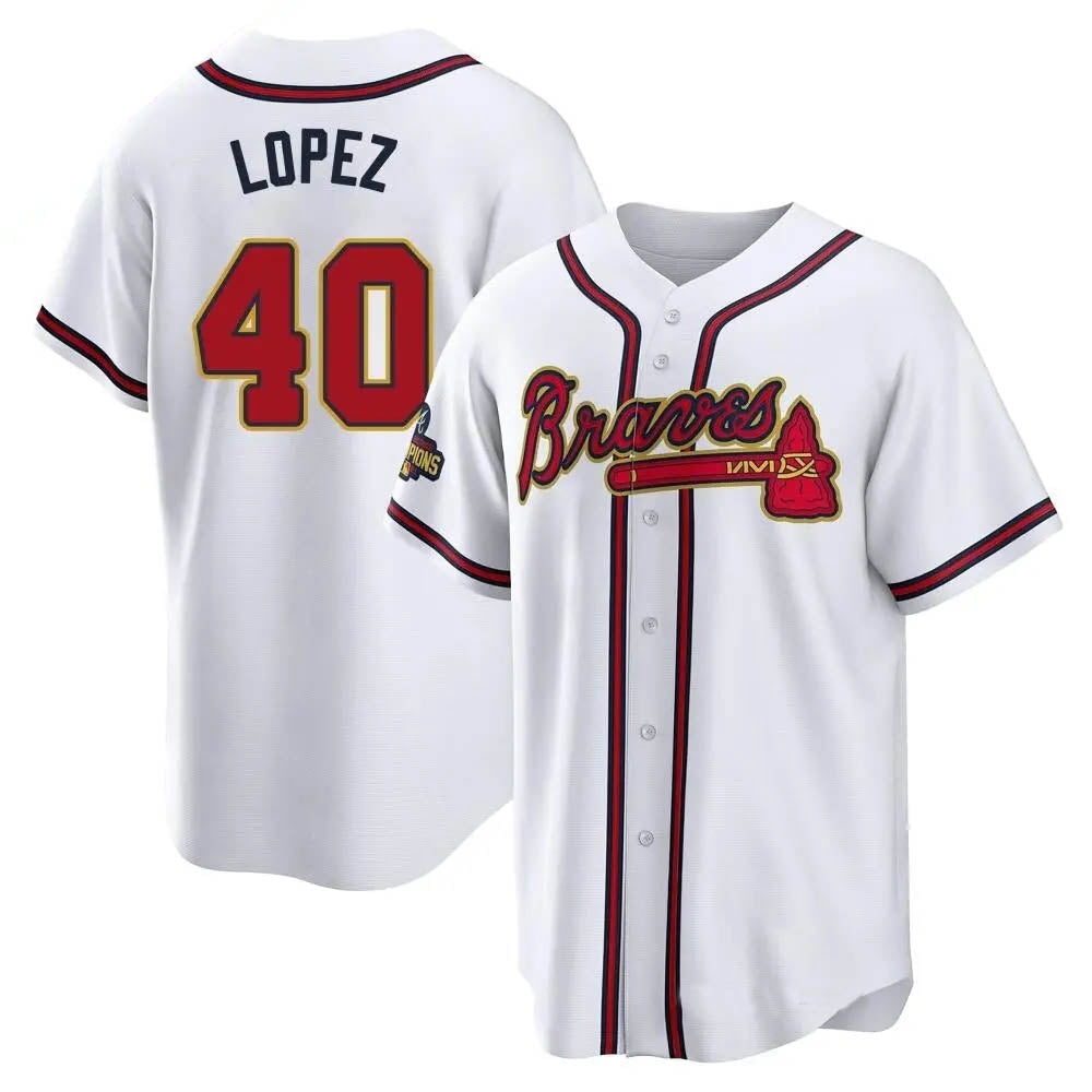 Choea A.Braves #40 Reynaldo Lopez player White&Gold Replica Program Stitched Jerseys