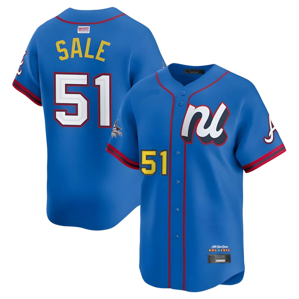 Choea A.Braves #51 Chris Sale Player Blue National League Limited Stitched Jerseys