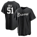Choea A.Braves #51 Chris Sale Player White&Black Replica Stitched Jerseys