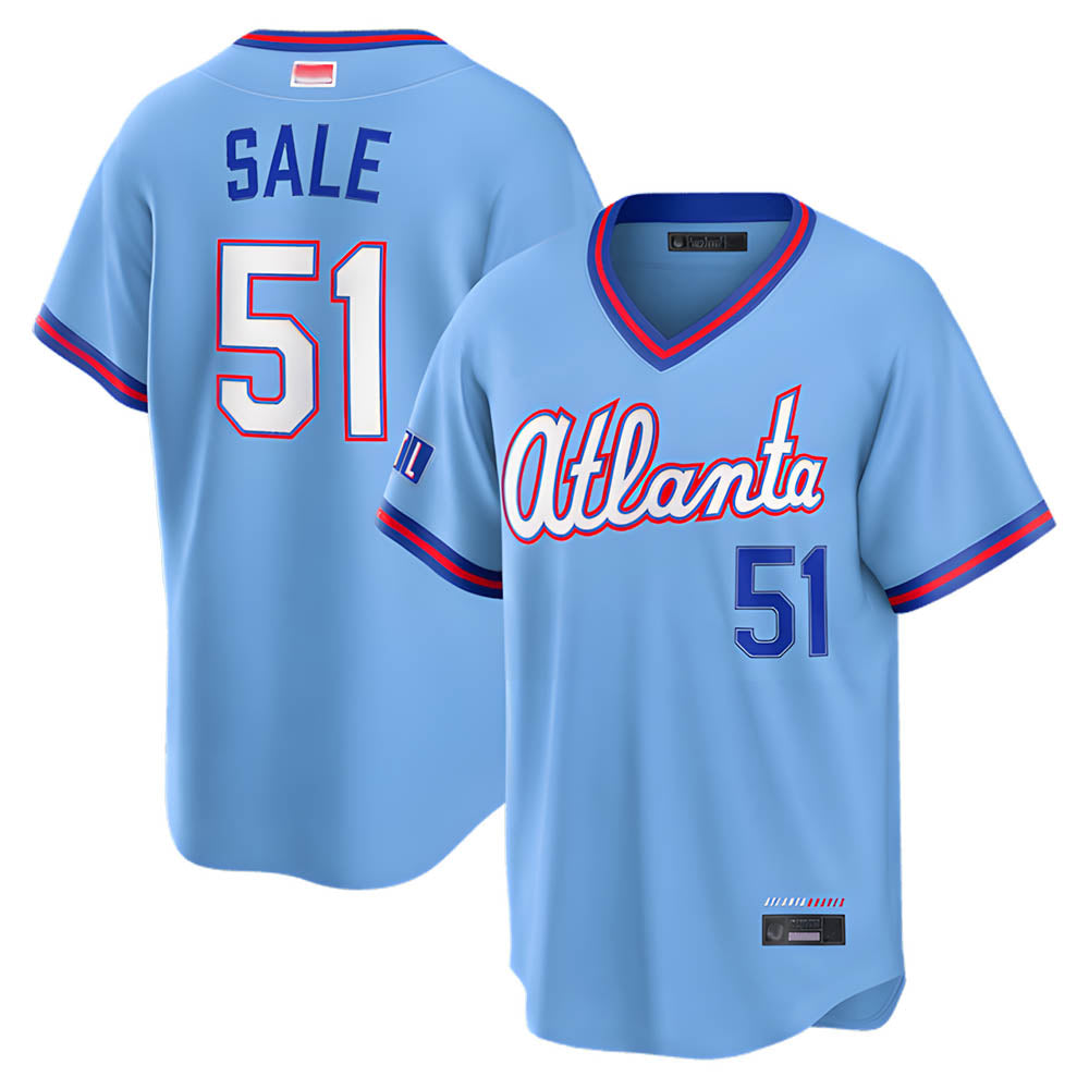 Choea A.Braves #51 Chris Sale Player Powder Blue 2026 City Connect T shirt Stitched Jerseys