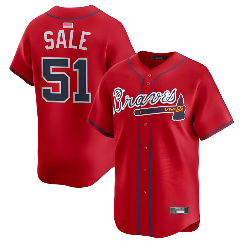 Choea A.Braves #51 Chris Sale Player Red Alternate Limited Stitched Jerseys