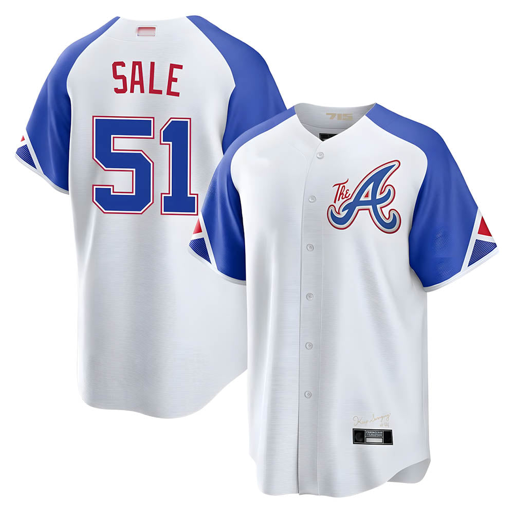 Choea A.Braves #51 Chris Sale Player White City Connect Limited Stitched Jerseys