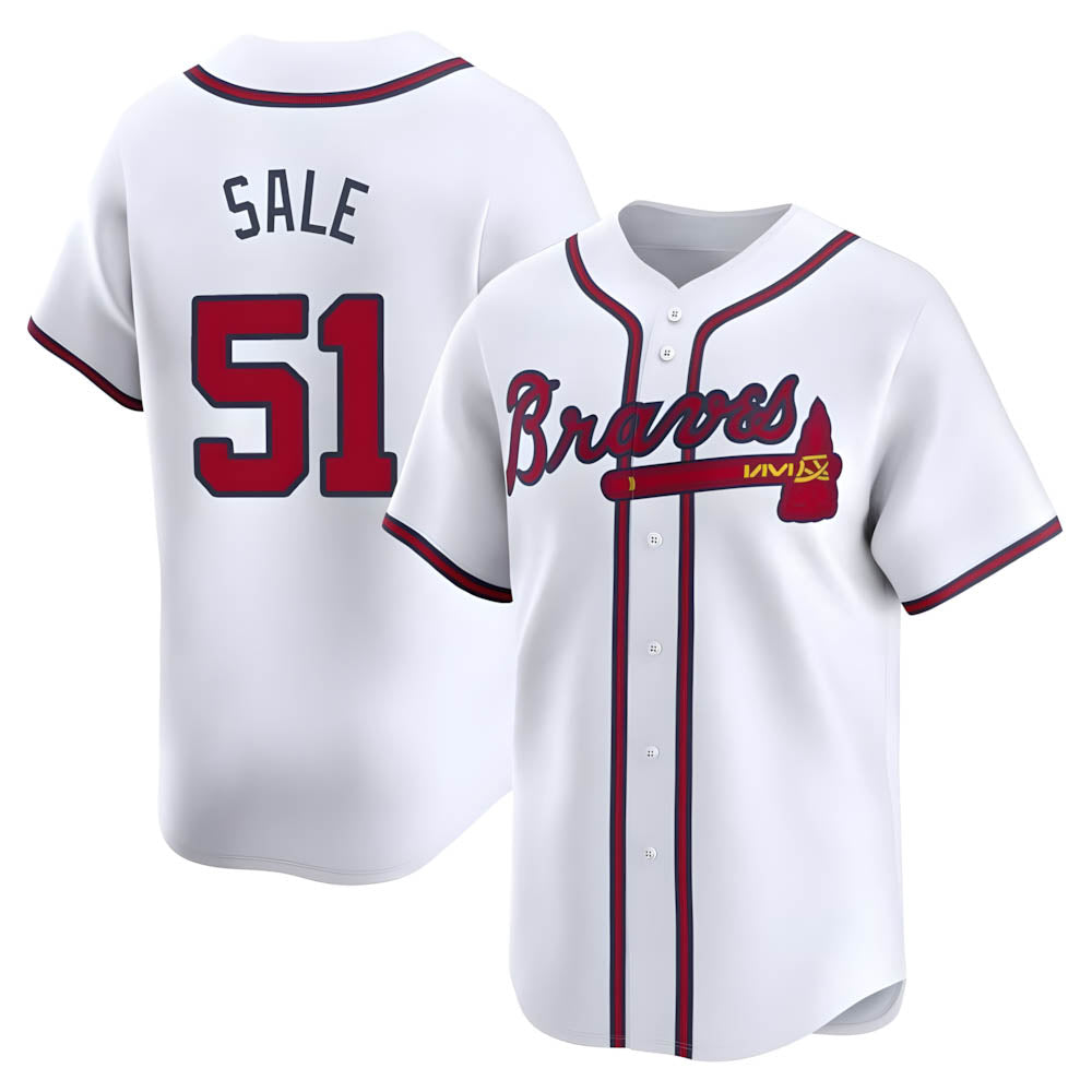 Choea A.Braves #51 Chris Sale Player White Limited Home Stitched Jerseys