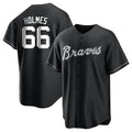 Choea A.Braves #66 Grant Holmes Player Black&White Replica Stitched Jerseys