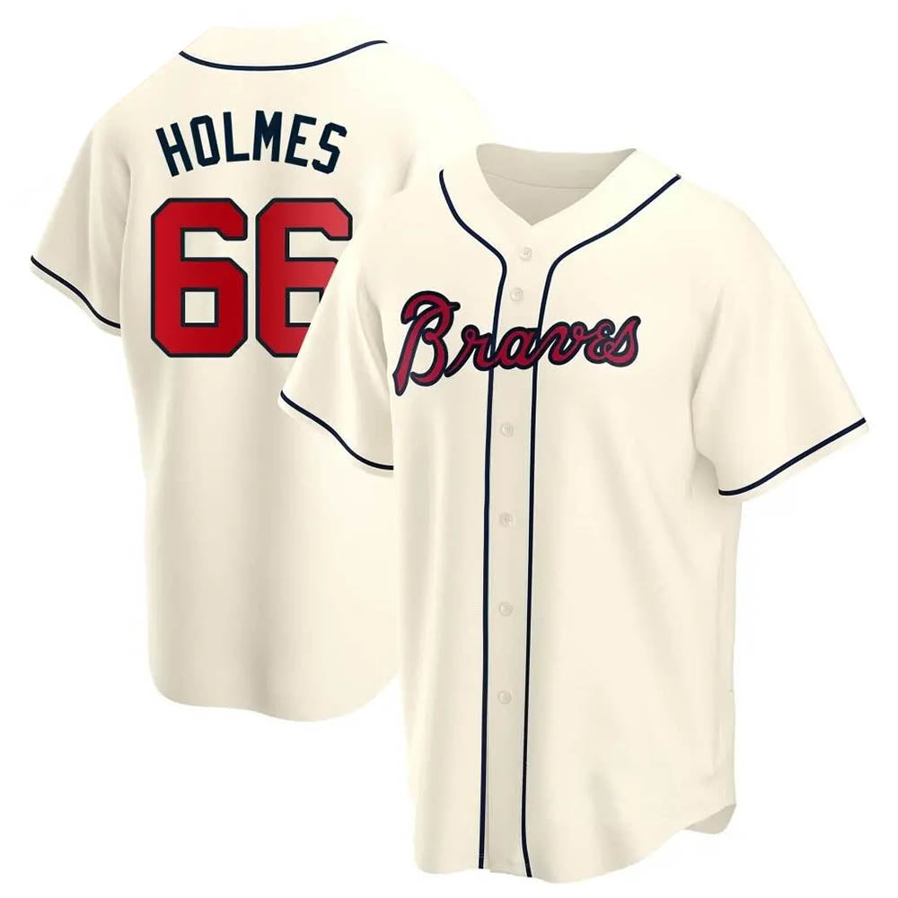 Choea A.Braves #66 Grant Holmes Player Cream Replica Alternate Stitched Jerseys