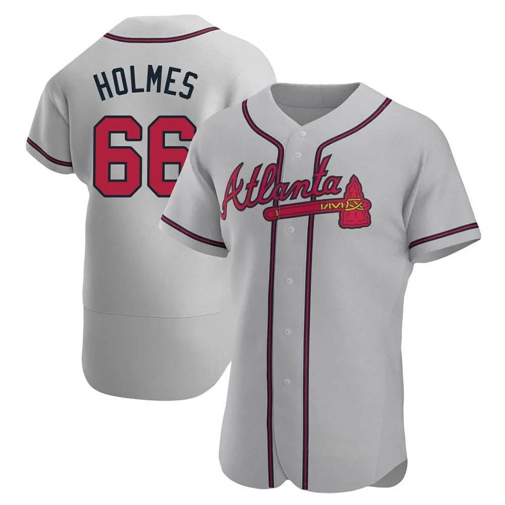 Choea A.Braves #66 Grant Holmes Player Gray Authentic Road Stitched Jerseys