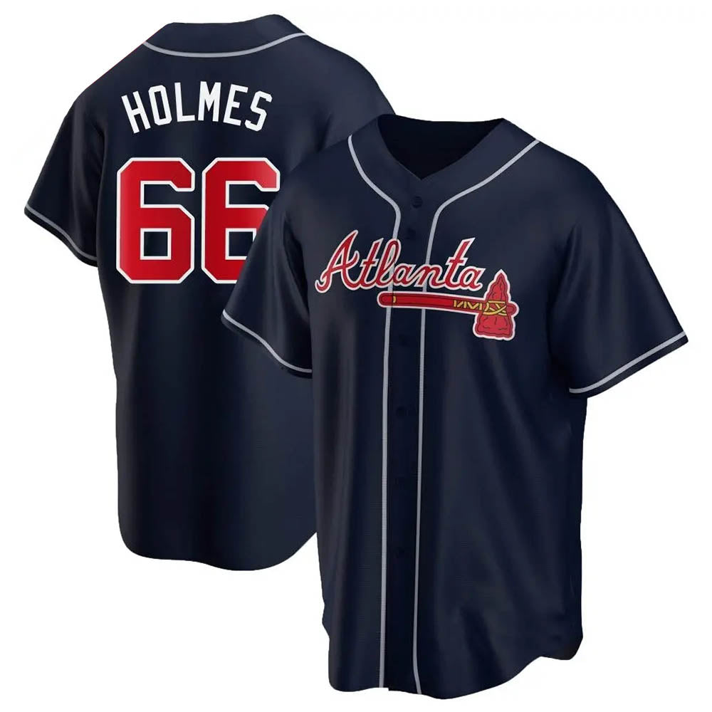 Choea A.Braves #66 Grant Holmes Player Navy Replica Alternate Stitched Jerseys