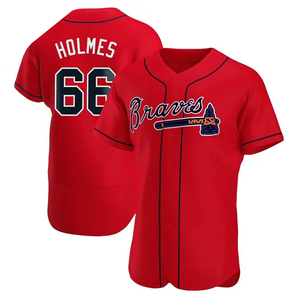 Choea A.Braves #66 Grant Holmes Player Red Authentic Alternate Stitched Jerseys