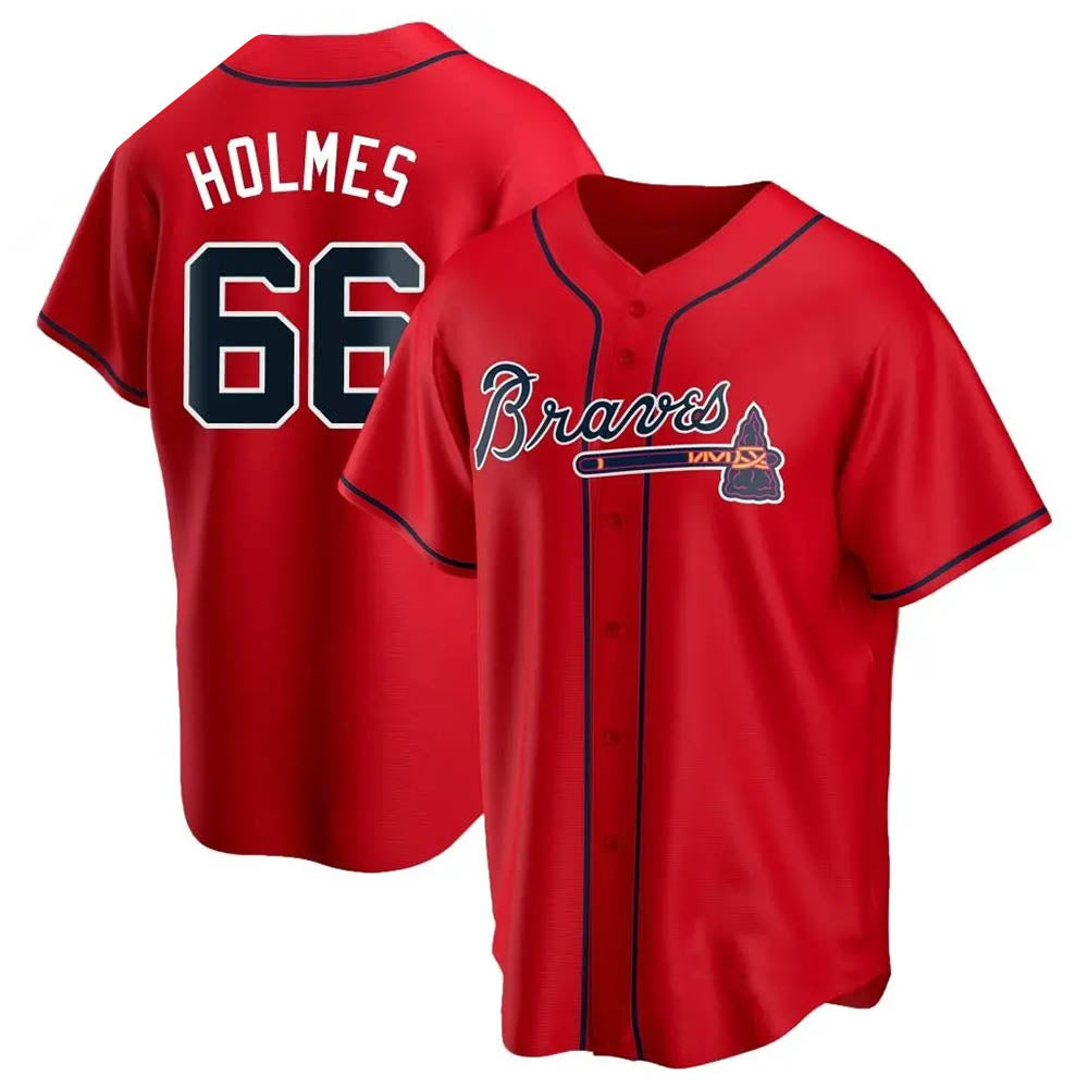Choea A.Braves #66 Grant Holmes Player Red Replica Alternate Stitched Jerseys