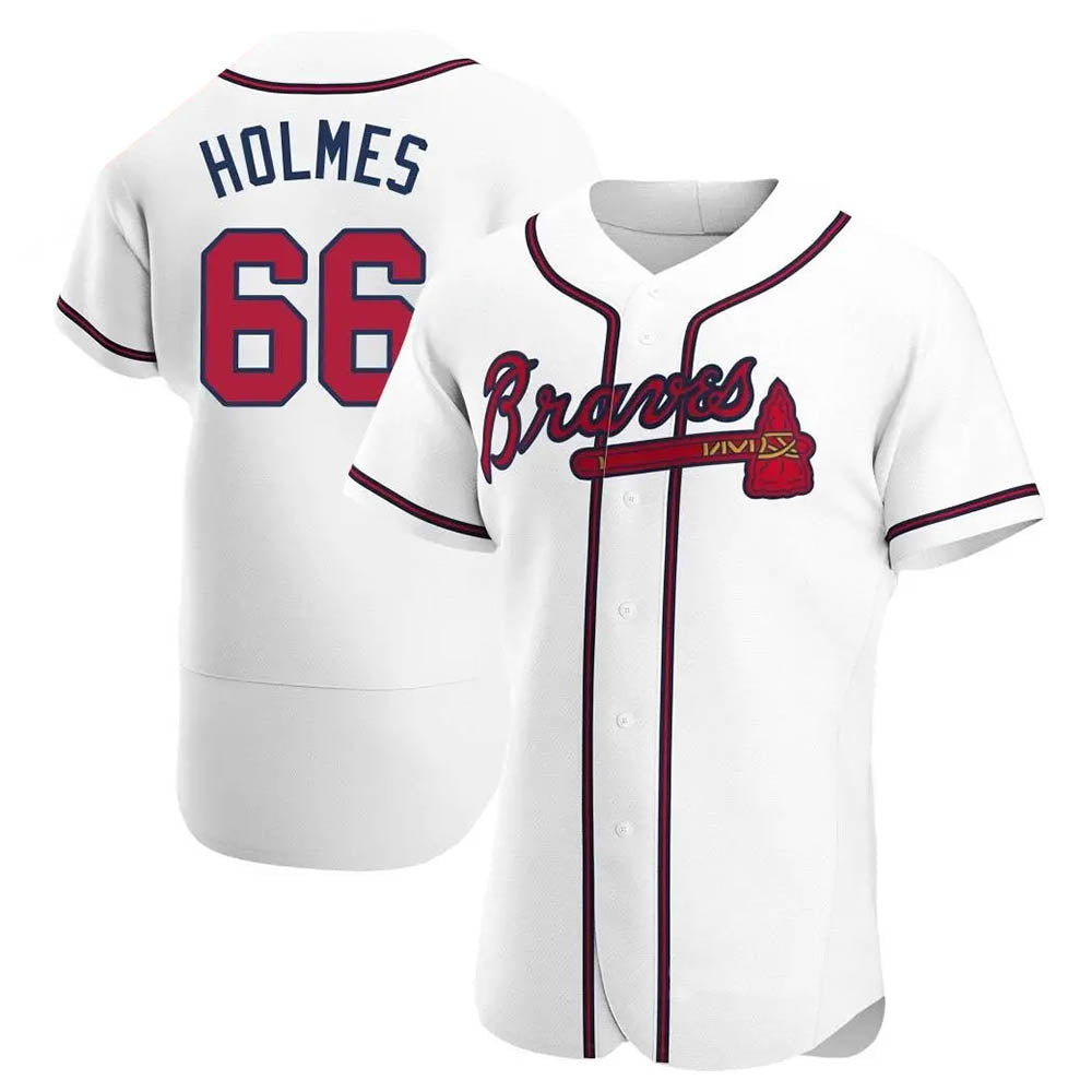 Choea A.Braves #66 Grant Holmes Player White Authentic Home Stitched Jerseys