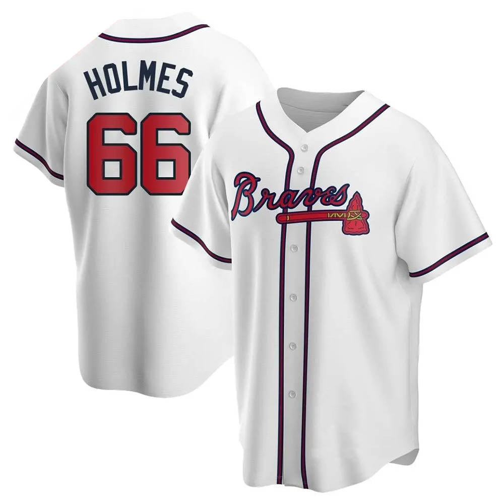 Choea A.Braves #66 Grant Holmes Player White Replica Home Stitched Jerseys