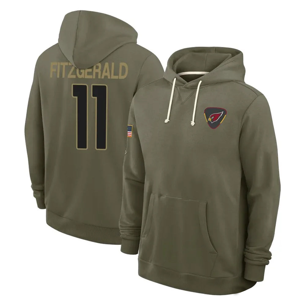 Choea A.Cardinals #11 Larry Fitzgerald Player Olive Salute to Service Hoodies Stitched Jerseys