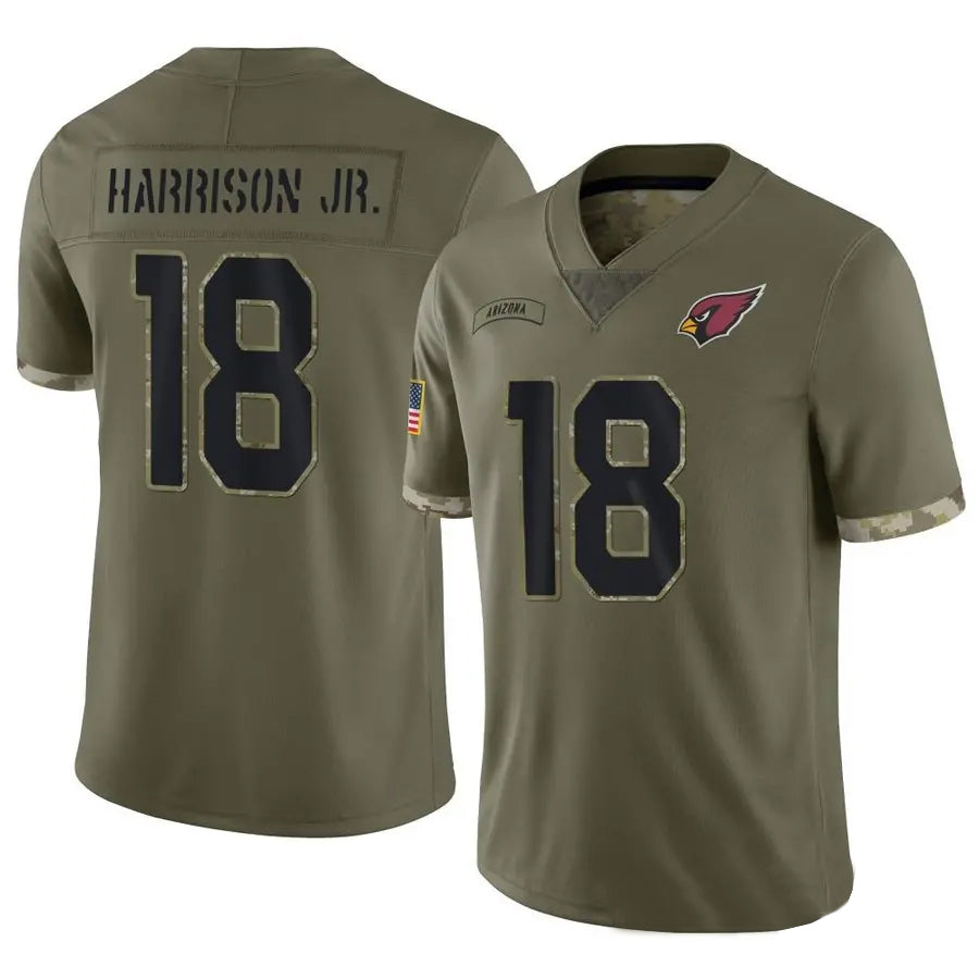 Choea A.Cardinals #18 Marvin Harrison Jr. Player Olive Salute To Service Stitched Jerseys