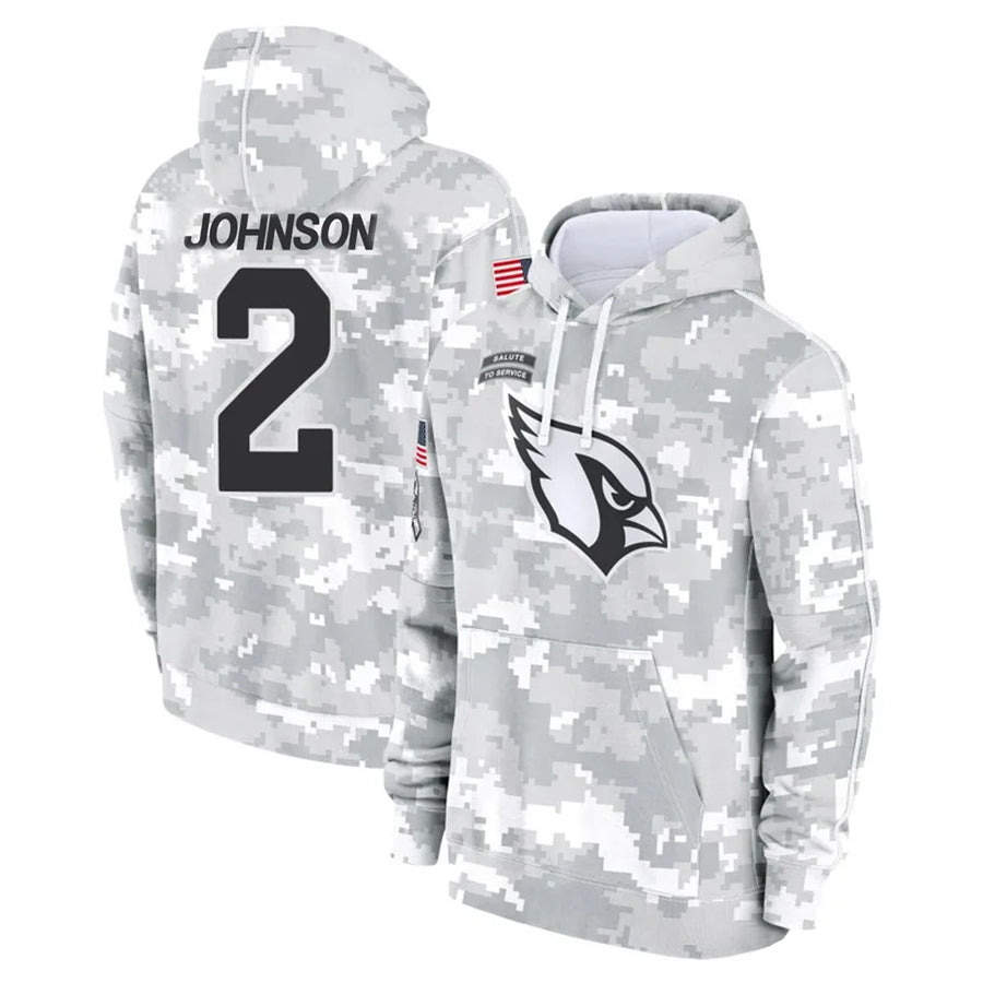 Choea A.Cardinals #2 Will Johnson Player Camo Salute to Service Hoodies Stitched Jerseys
