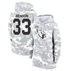 Choea A.Cardinals #33 Trey Benson Player Arctic Camo Salute to Service Hoodies Stitched Jerseys