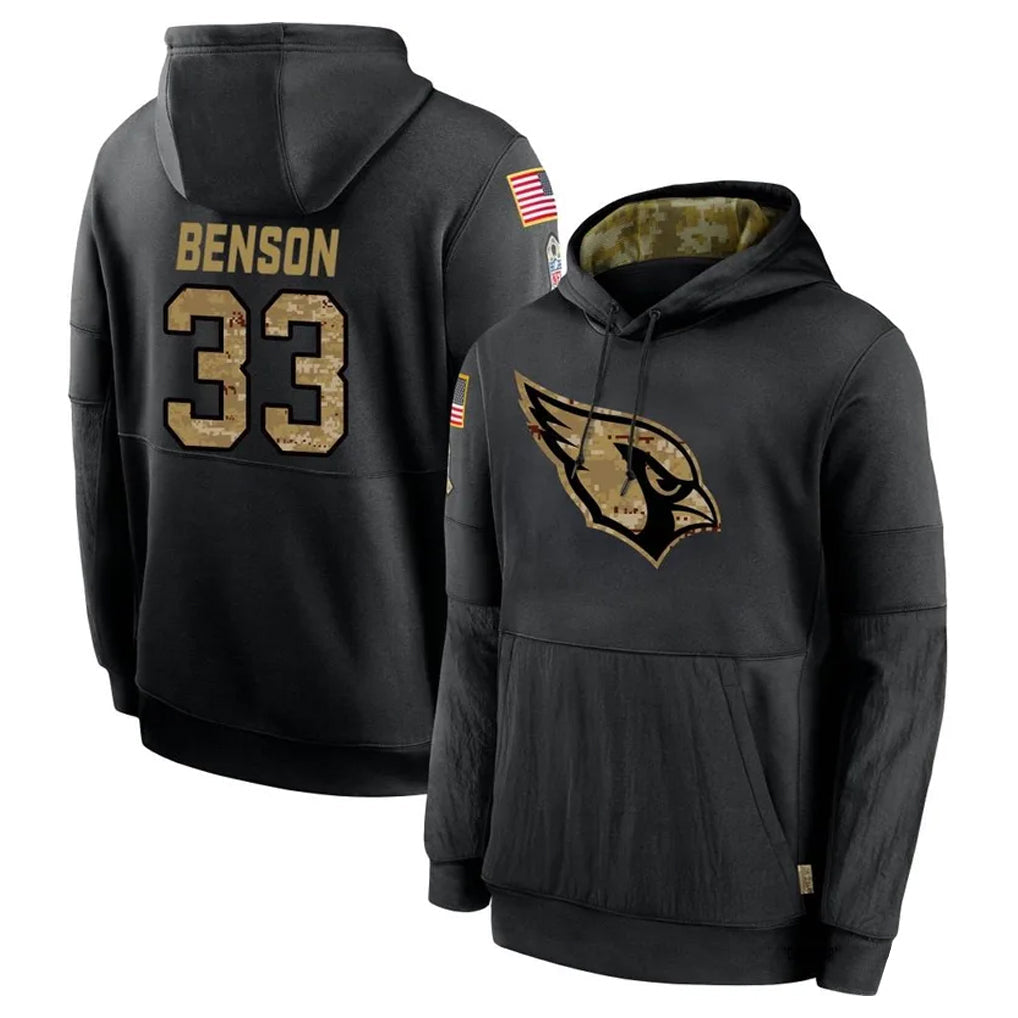Choea A.Cardinals #33 Trey Benson Player Black Salute to Service Hoodies Stitched Jerseys