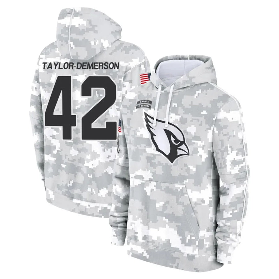 Choea A.Cardinals #42 Dadrion Taylor-Demerson Player Camo Salute to Service Hoodies Stitched Jerseys