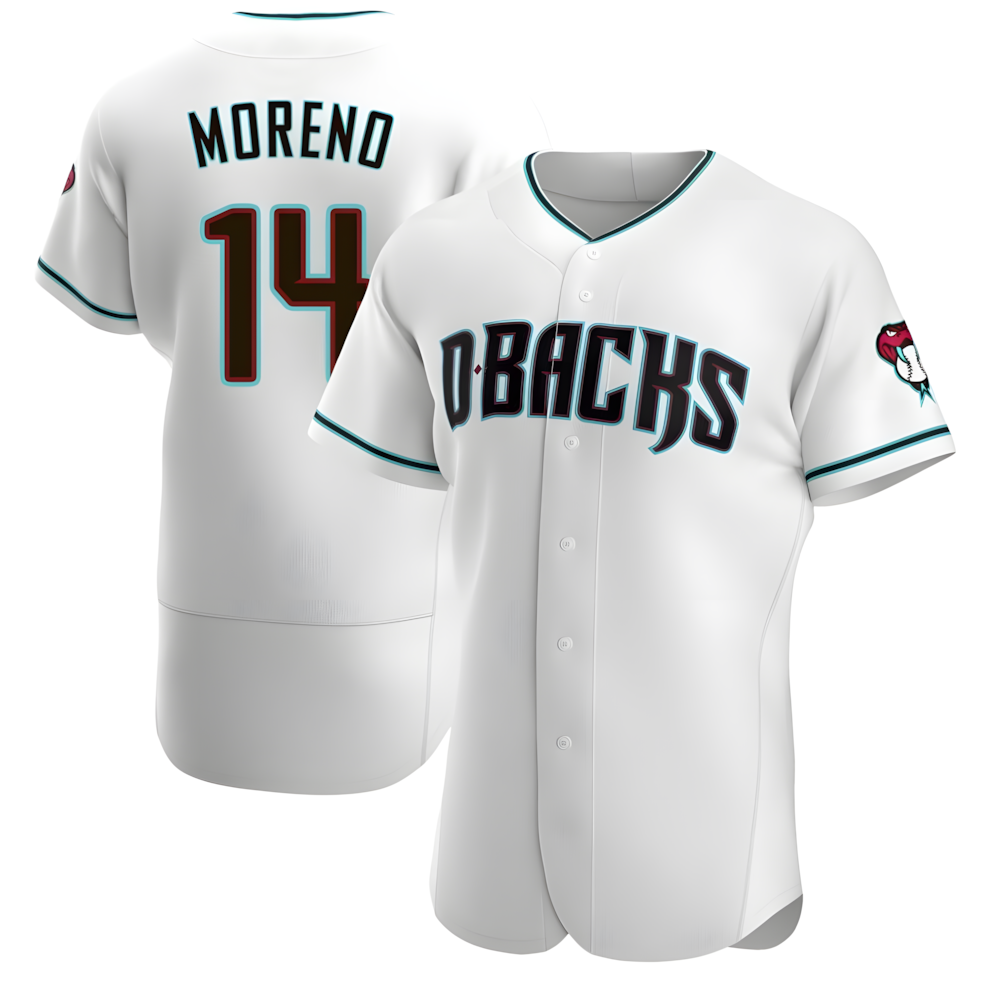 Choea A.Diamondbacks #14 Gabriel Moreno Player White Teal Alternate Stitched Jerseys