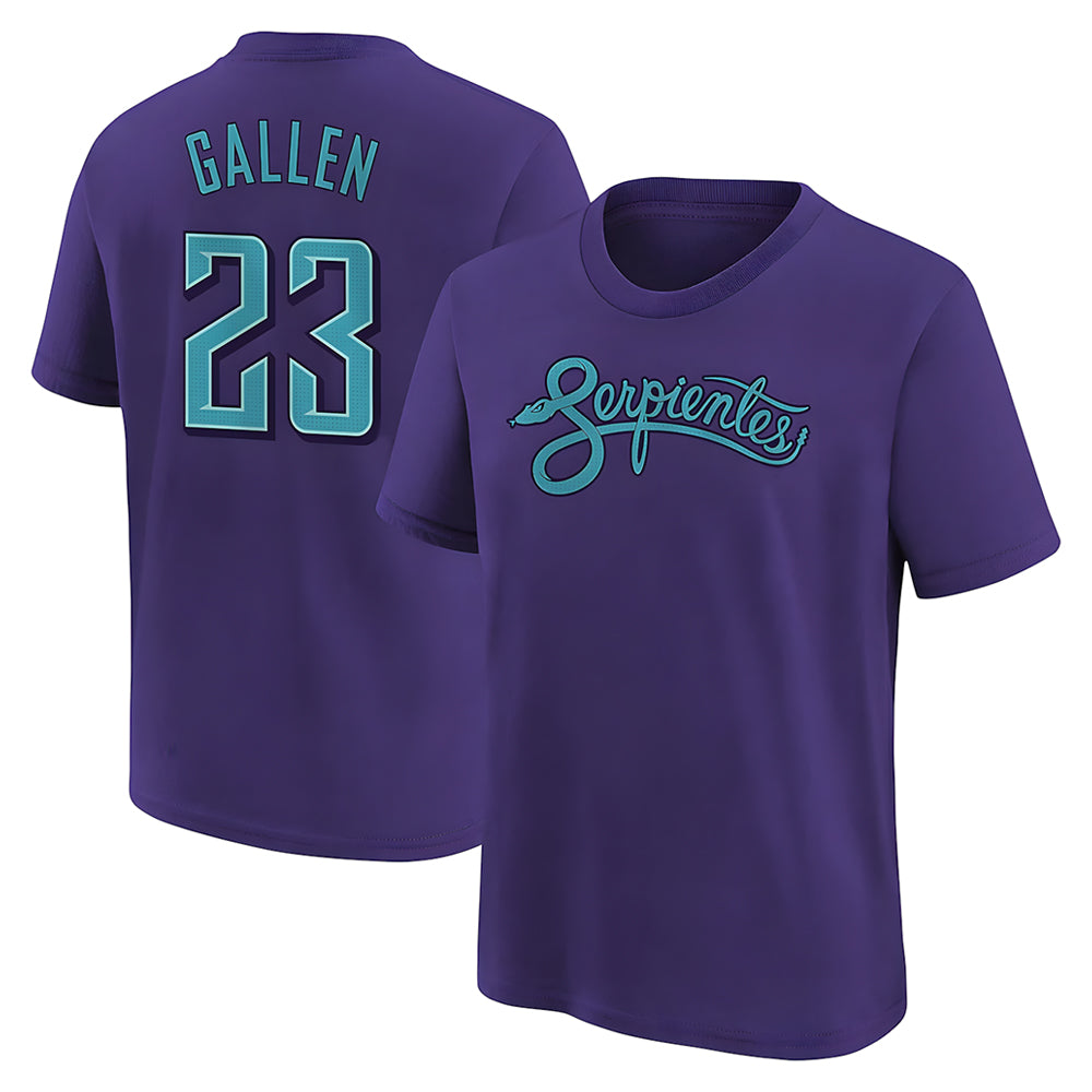 Choea A.Diamondbacks #23 Zac Gallen Player Purple Fuse City Connect round collar T shirt Stitched Jerseys