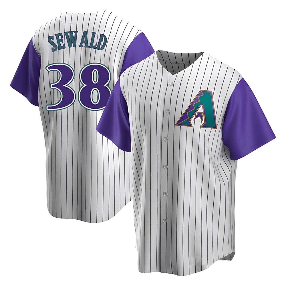 Choea A.Diamondbacks #38 Paul Sewald Player  Cream Purple Alternate Cooperstown Collection Stitched Jersey