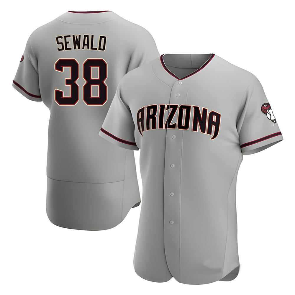 Choea A.Diamondbacks #38 Paul Sewald Player Gray Authentic Road Stitched Jersey