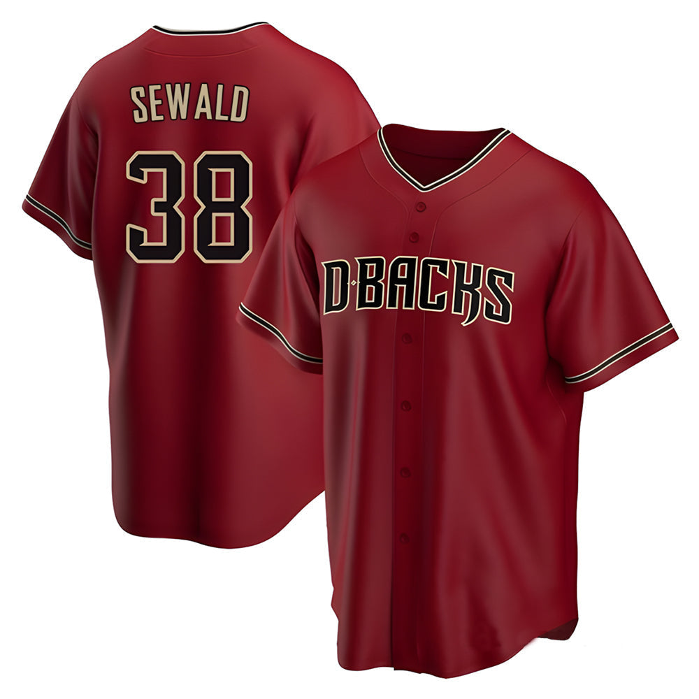 Choea A.Diamondbacks #38 Paul Sewald Player Red Alternate Replica Stitched Jersey