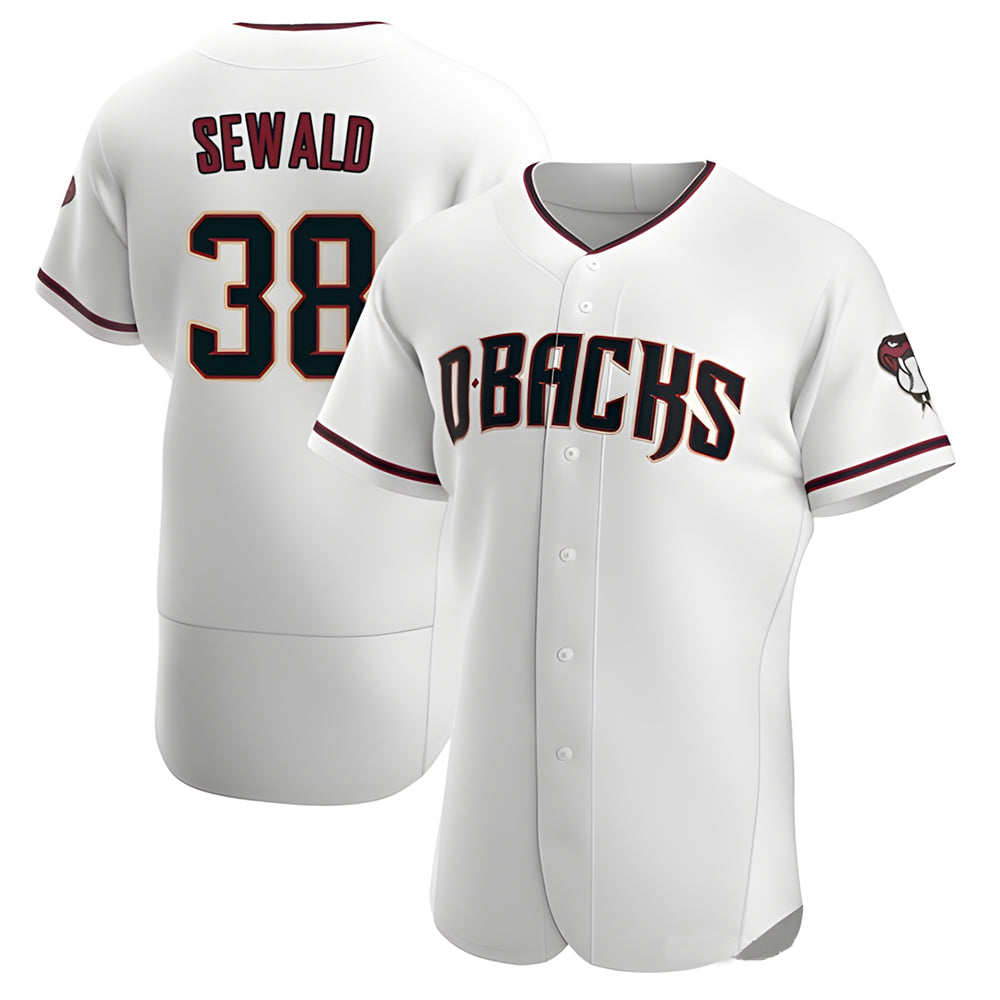 Choea A.Diamondbacks #38 Paul Sewald Player White Authentic Crimson Home Stitched Jersey
