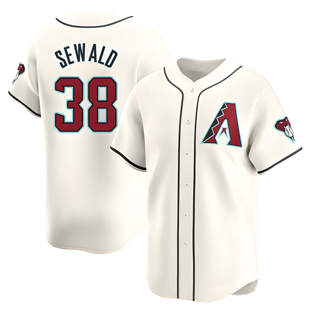 Choea A.Diamondbacks #38 Paul Sewald Player White Limited Home Stitched Jersey