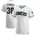 Choea A.Diamondbacks #38 Paul Sewald Player White Teal Authentic Alternate Stitched Jersey
