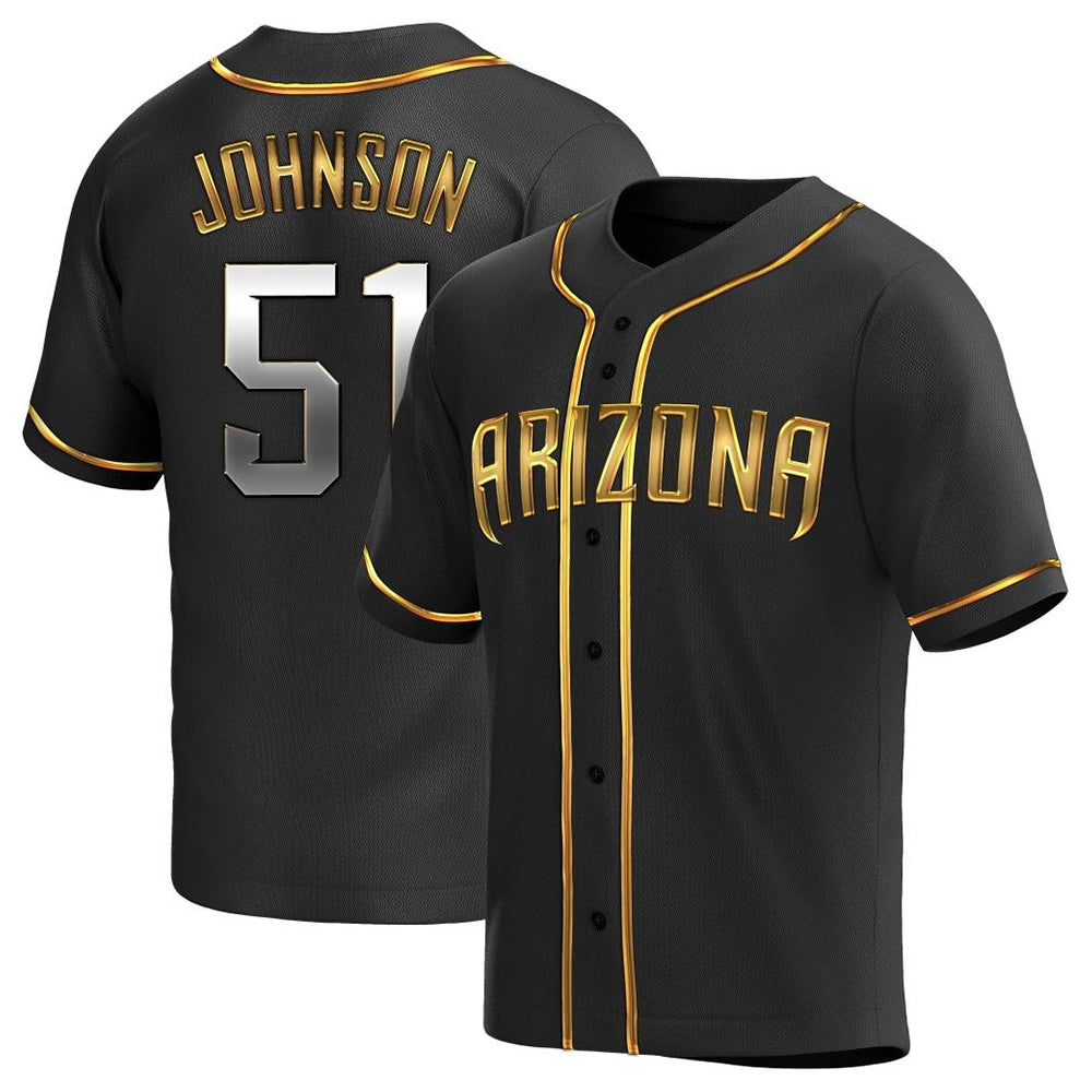 Choea A.Diamondbacks #51 Randy Johnson Player Black Golden Replica Alternate Stitched Jerseys