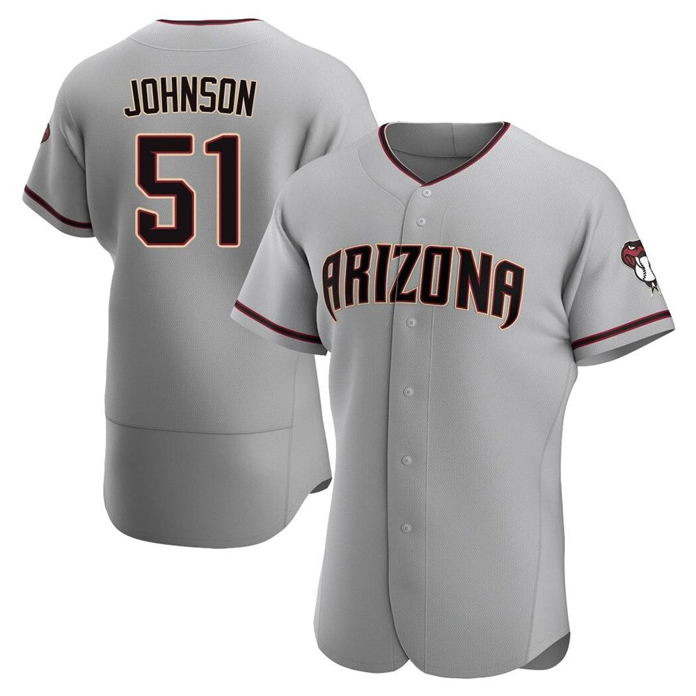 Choea A.Diamondbacks #51 Randy Johnson Player Gray Authentic Road Stitched Jerseys