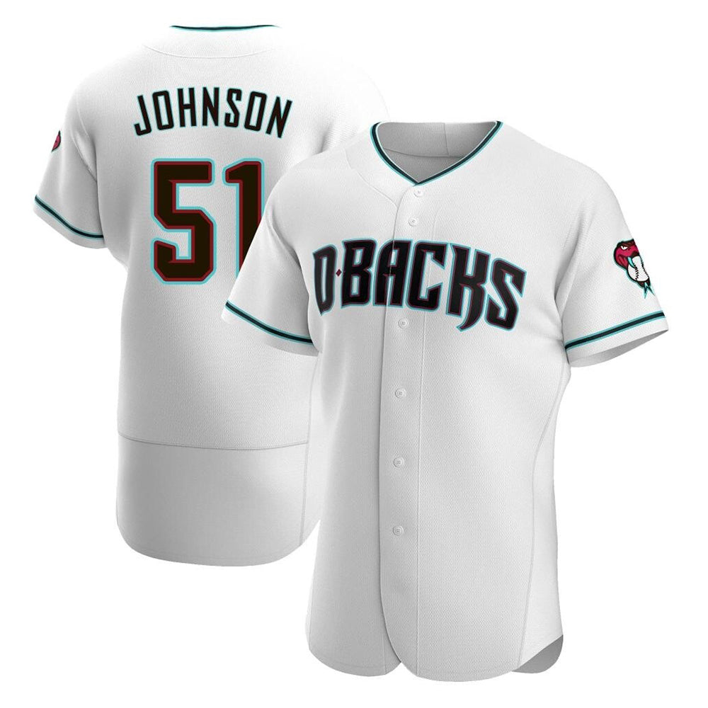 Choea A.Diamondbacks #51 Randy Johnson White Teal Alternate Authentic Stitched Jerseys