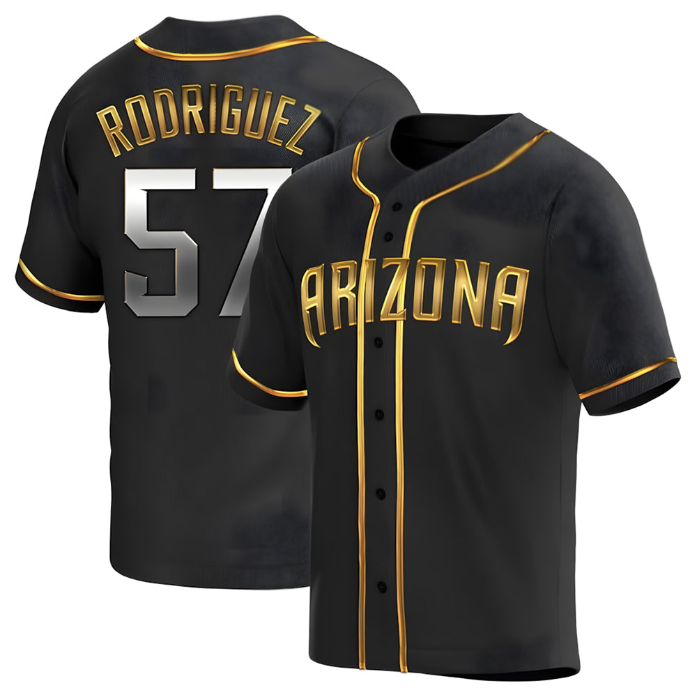 Choea A.Diamondbacks #57 Eduardo Rodriguez Player Black Golden Replica Alternate Stitched Jersey