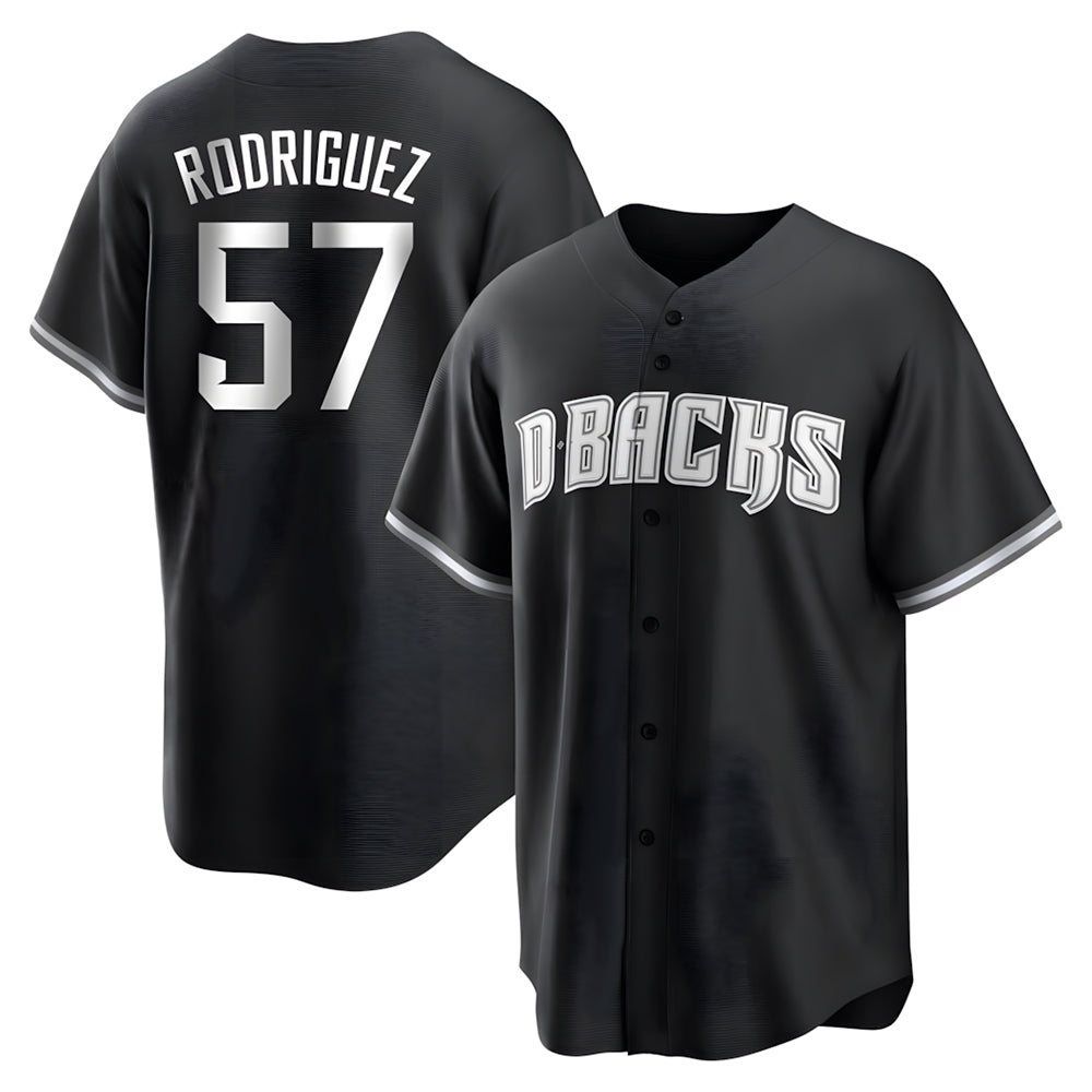 Choea A.Diamondbacks #57 Eduardo Rodriguez Player Black White Replica Alternate Stitched Jersey