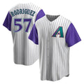 Choea A.Diamondbacks #57 Eduardo Rodriguez Player  Cream Purple Replica Alternate Cooperstown Collection Stitched Jersey
