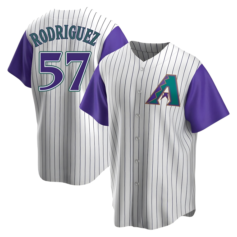 Choea A.Diamondbacks #57 Eduardo Rodriguez Player  Cream Purple Replica Alternate Cooperstown Collection Stitched Jersey