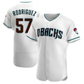 Choea A.Diamondbacks #57 Eduardo Rodriguez Player White Teal Alternate Stitched Jersey