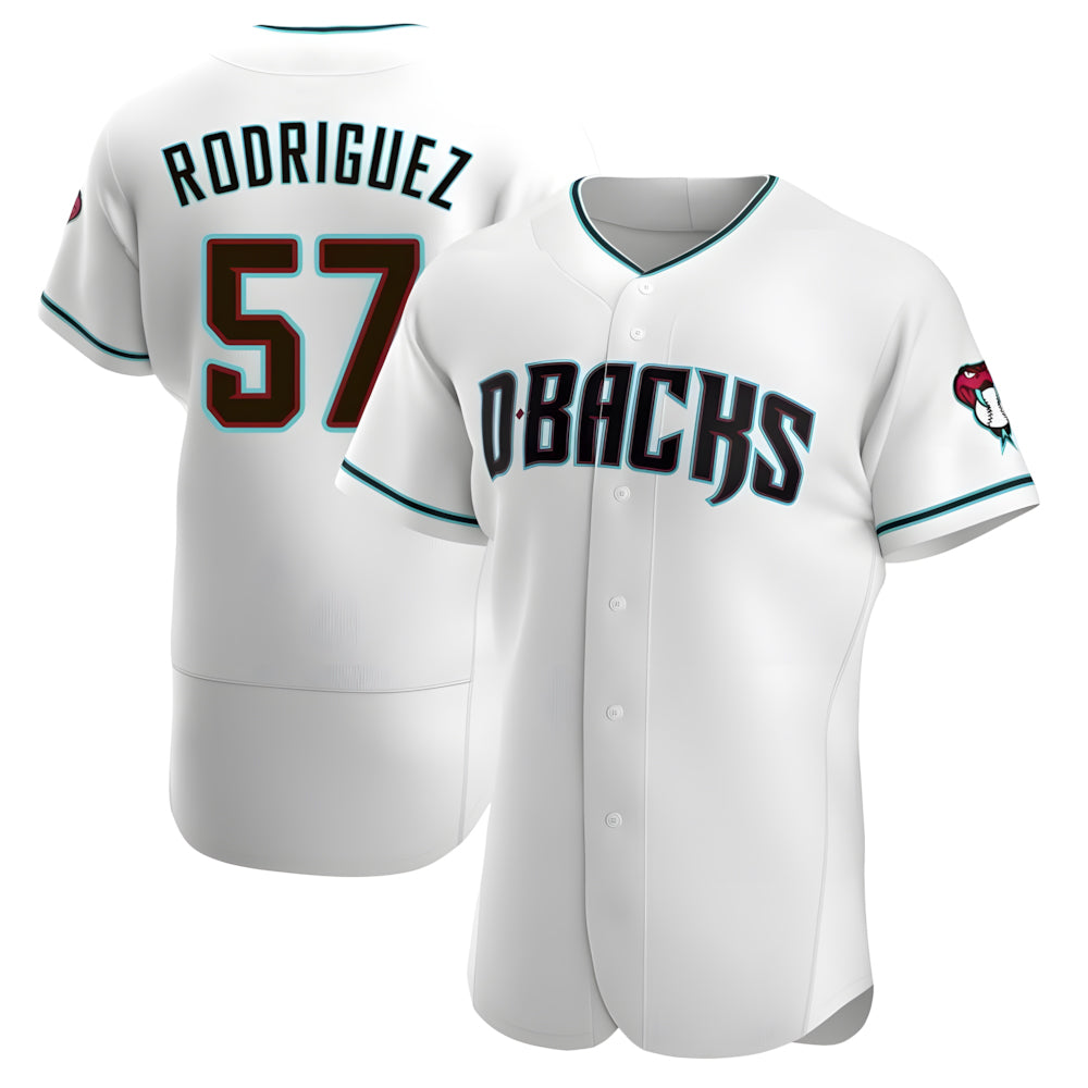 Choea A.Diamondbacks #57 Eduardo Rodriguez Player White Teal Alternate Stitched Jersey