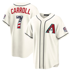 Choea A.Diamondbacks #7 Corbin Carroll Cream USA 250 Fourth of July Home Stadium Jersey