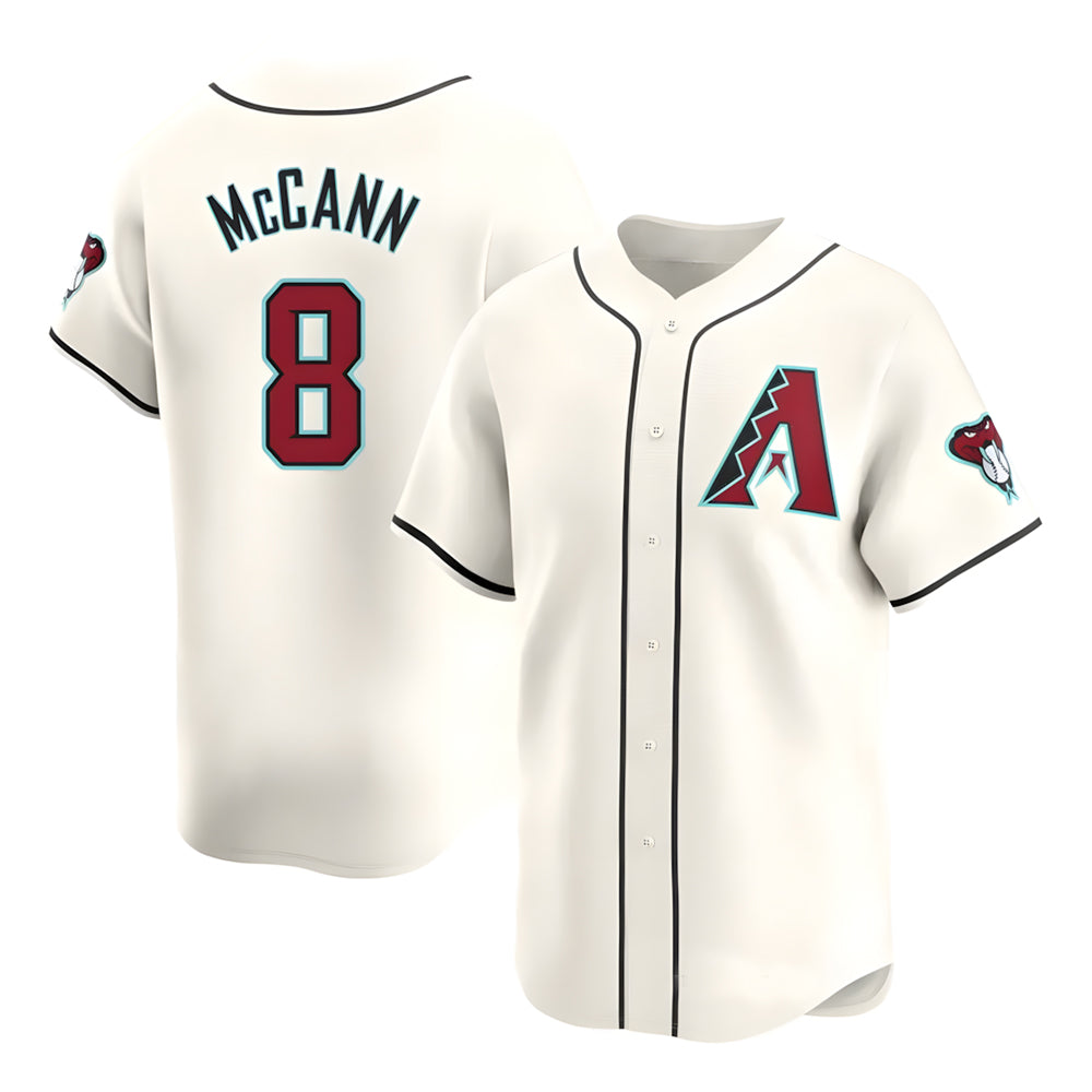 Choea A.Diamondbacks #8 James McCann Player White Red Limited Home Stitched Jersey