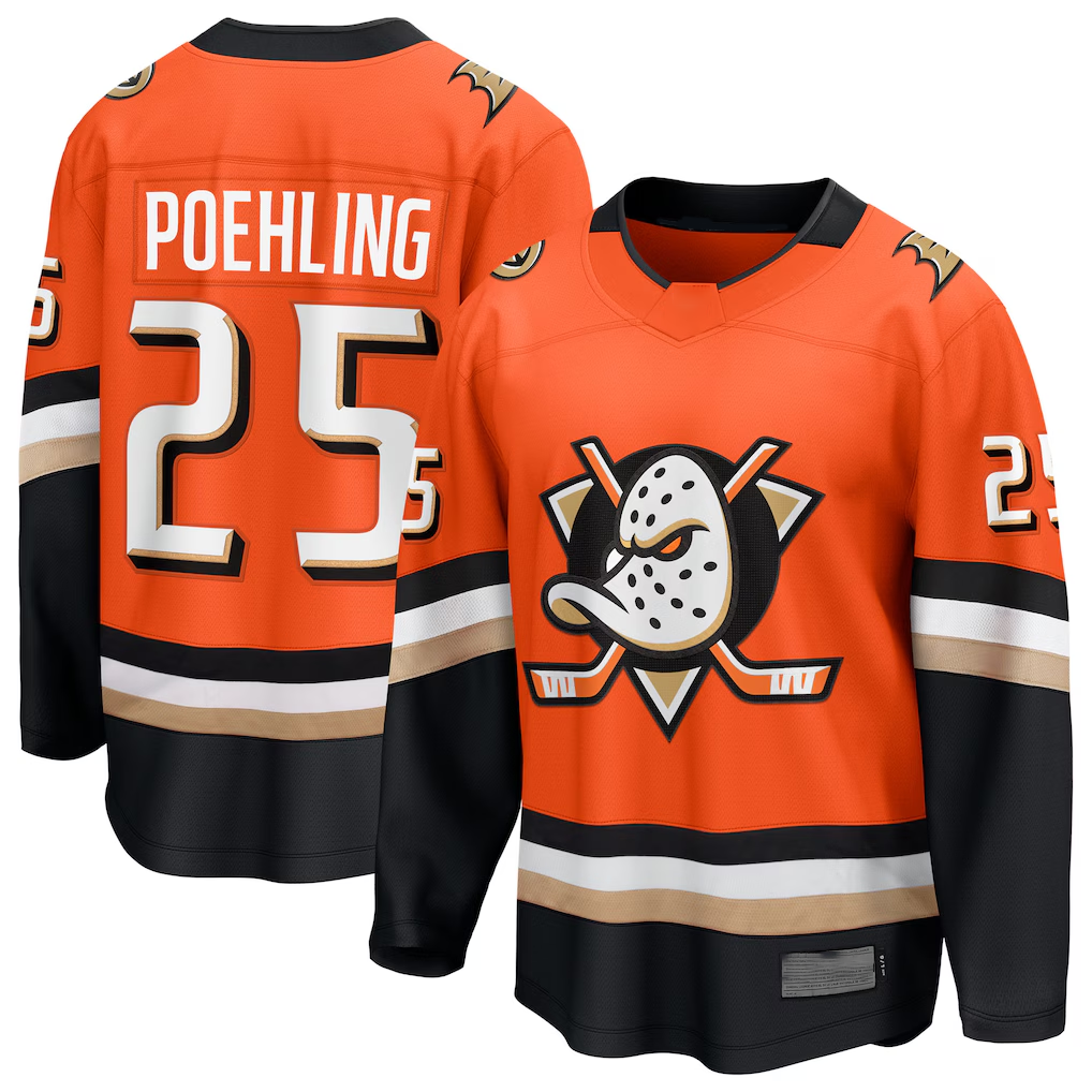 Choea A.Ducks #25 Ryan Poehling Orange Home Breakaway Jerseys