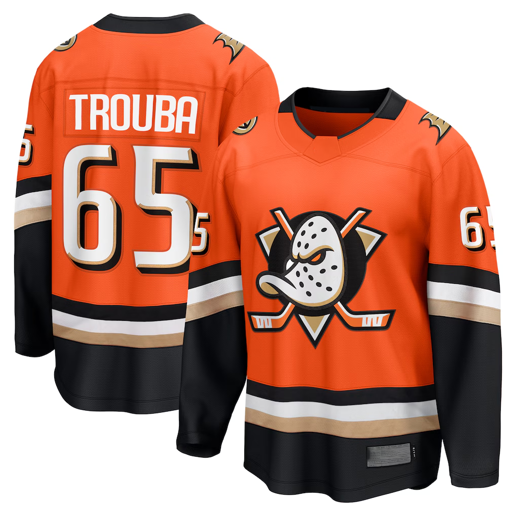 Choea A.Ducks #65 Jacob Trouba Orange Home Breakaway Player Jerseys